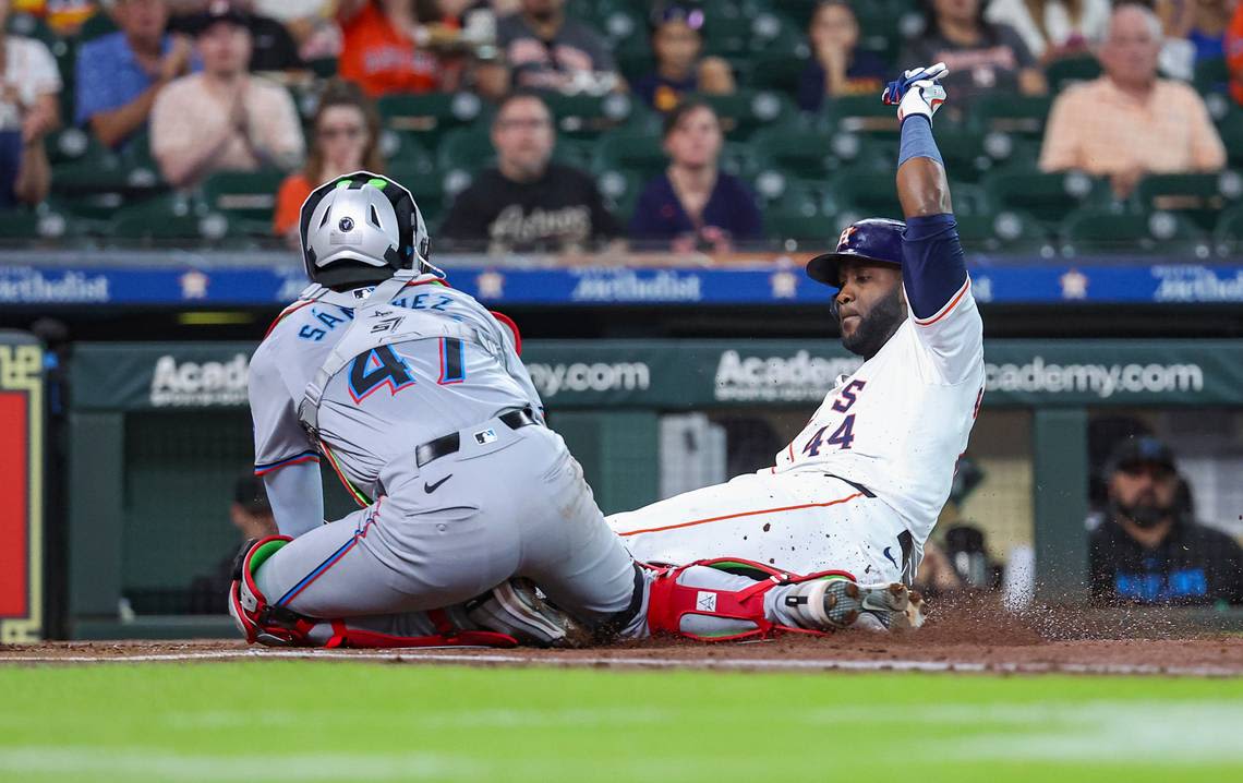 Valdez strikes out 10 in seven innings to dominate Marlins as Astros win eighth in a row at home