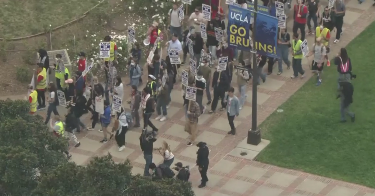 UCLA workers walk off the job to call out university's response to Gaza protests