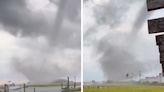 A shocking video captured the moment a waterspout slammed into a small Maryland island, destroying several houses