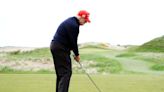 Donald Trump jokes with crowd as he plays golf at his Turnberry course