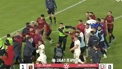 Se reveló los siete expulsados tras grotesca trifulca en el Universitario vs Melgar por la Liga 1 2024