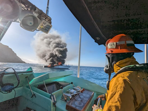 Five rescued as boat burns, sinks off the coast of Catalina