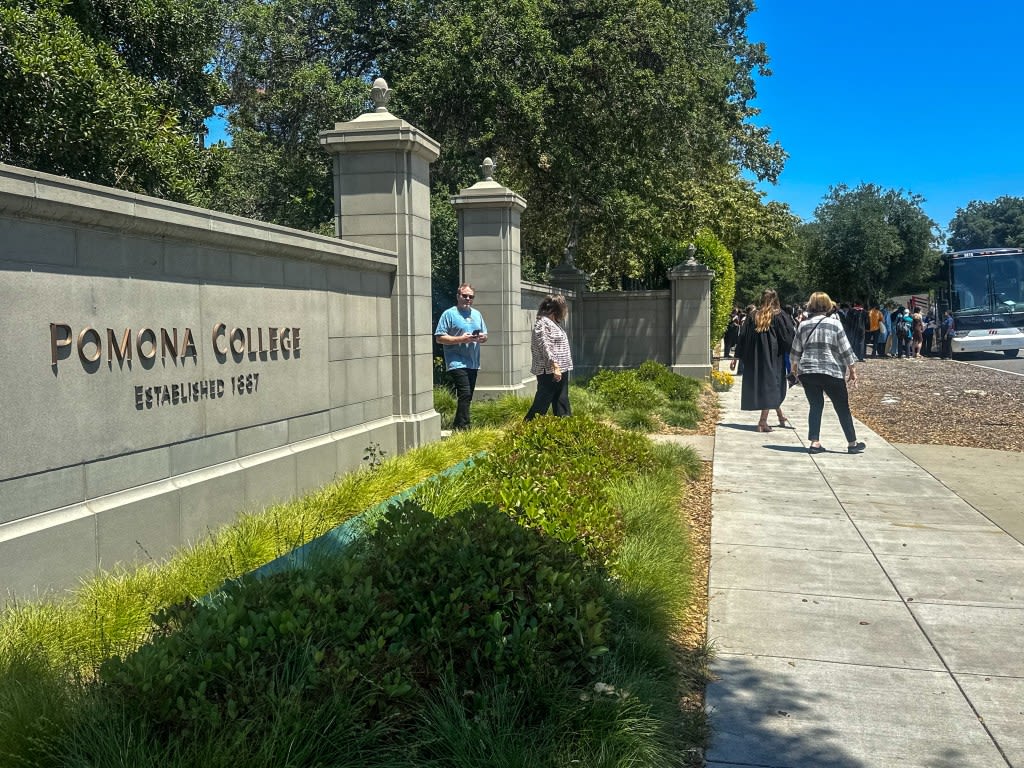 Pomona College students depart for graduation at Shrine Auditorium as protesters’ encampment disassembled