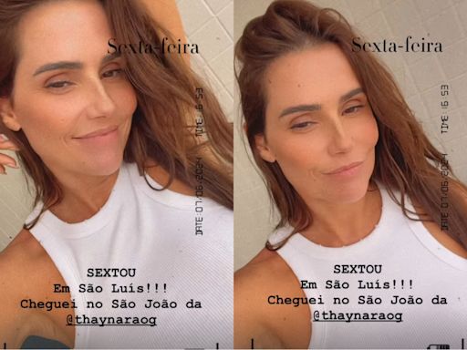 Solteira, Deborah Secco curte São João da Thay