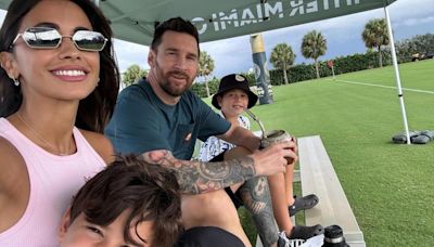 ¡Con mates y en familia! Lionel Messi fue a ver a su hijo Thiago en la Sub 13 del Inter Miami