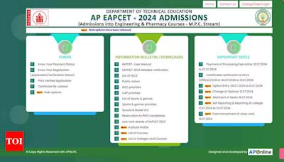 AP EAMCET 2024 Web options entry begins at eapcet-sche.aptonline.in; seat allotment on July 16 - Times of India