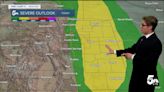 More showers and thunderstorms today with isolated severe storms on the plains