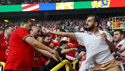 Turkey and Georgia fans fight in stands in violent scenes before Euro 2024 match