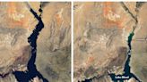 Side-by-side NASA satellite photos show Lake Mead at its driest since 1937