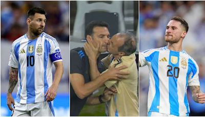 Las DESOPILANTES REACCIONES de los jugadores de la Selección argentina al beso en la boca entre Lionel Scaloni y un utilero