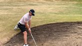 Father Ricky Bell caddies for son Parker Bell at The Amateur Championship in England