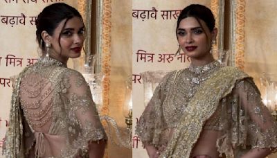 Anant Ambani-Radhika Merchant Mangal Utsav: Diana Penty turns into golden girl in Swarovski-encrusted lace saree by Eeksha