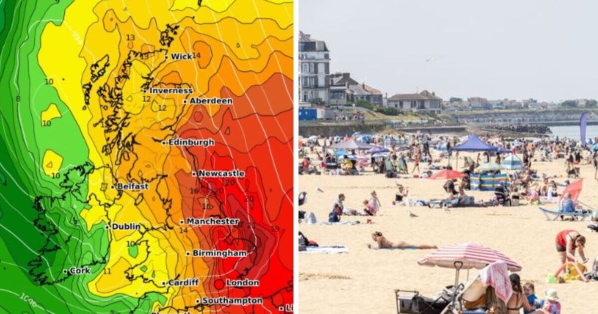 Hot weather maps show 'North-South divide' as 31C Med heat bomb blasts UK