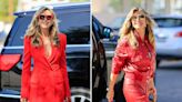 Heidi Klum Paints the Town Red in Back-to-Back Monochromatic Outfits