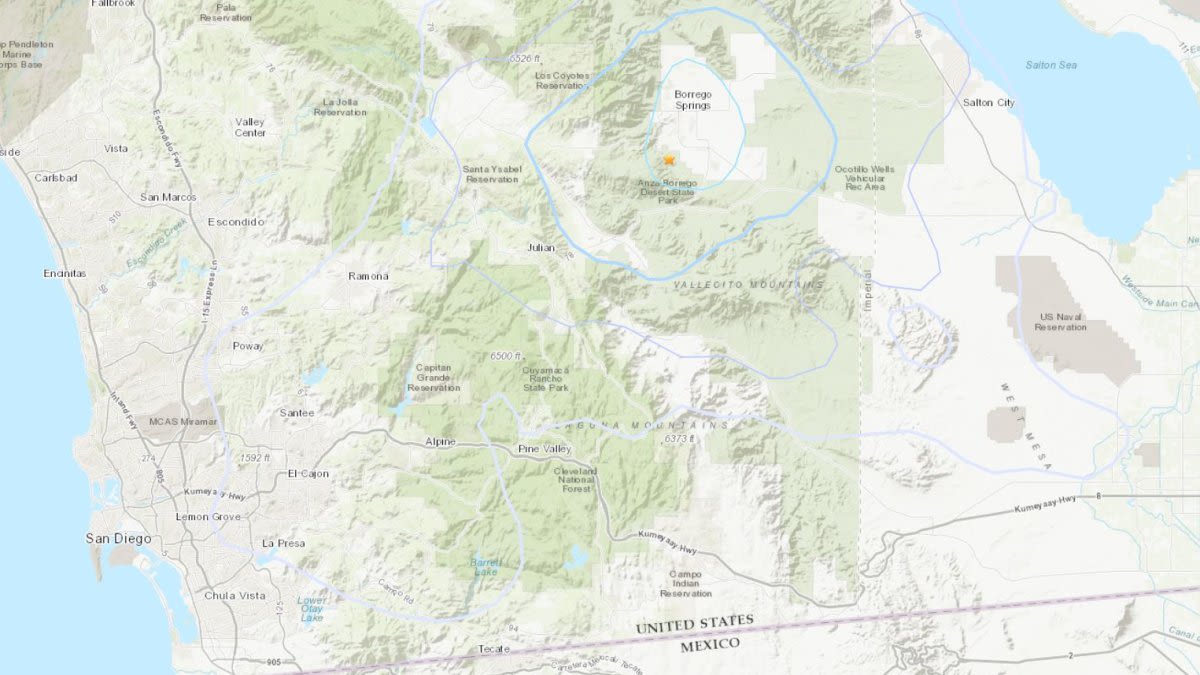 Magnitude 3.5 earthquake strikes near Borrego Springs, felt across San Diego County