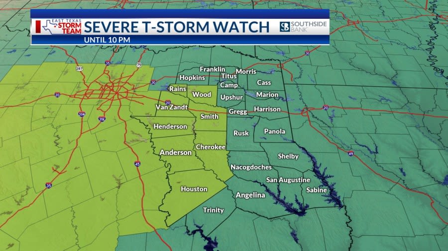 Severe T-Storm Watch For Parts Of East Texas Until 10 PM