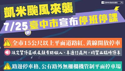 凱米颱風來襲 台中市開放紅黃線可停車 明停收垃圾