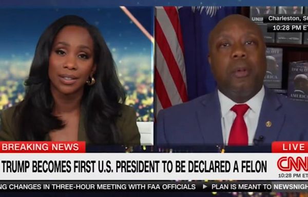 Republican Tim Scott clashes with CNN host over Trump verdict