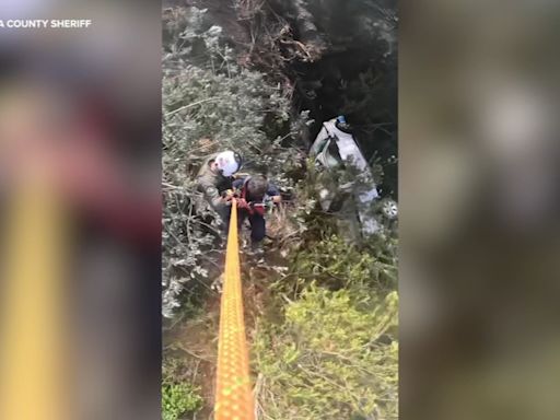 Crew airlifts driver who slid down cliff in Sonoma County: VIDEO