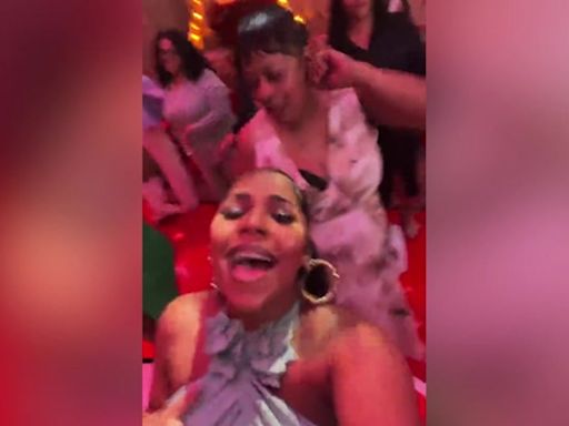 Heavily pregnant Ashanti dances to Nelly’s ‘Hot in Here’ on night out