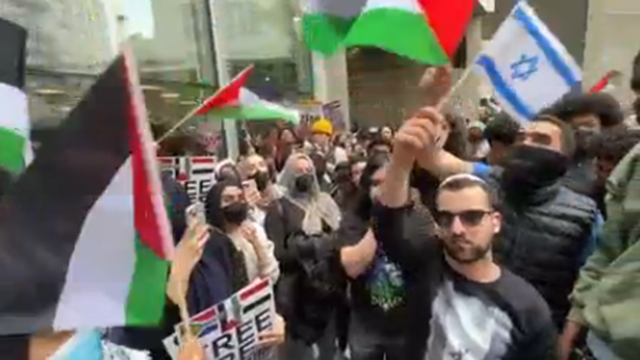 Anti-Israel protesters shout at man waving Israeli flag near Met Gala in NYC, video shows