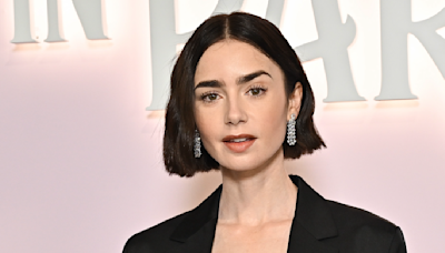 Lily Collins Shows Off Her Bra and Undies in a Burlesque-Inspired Outfit