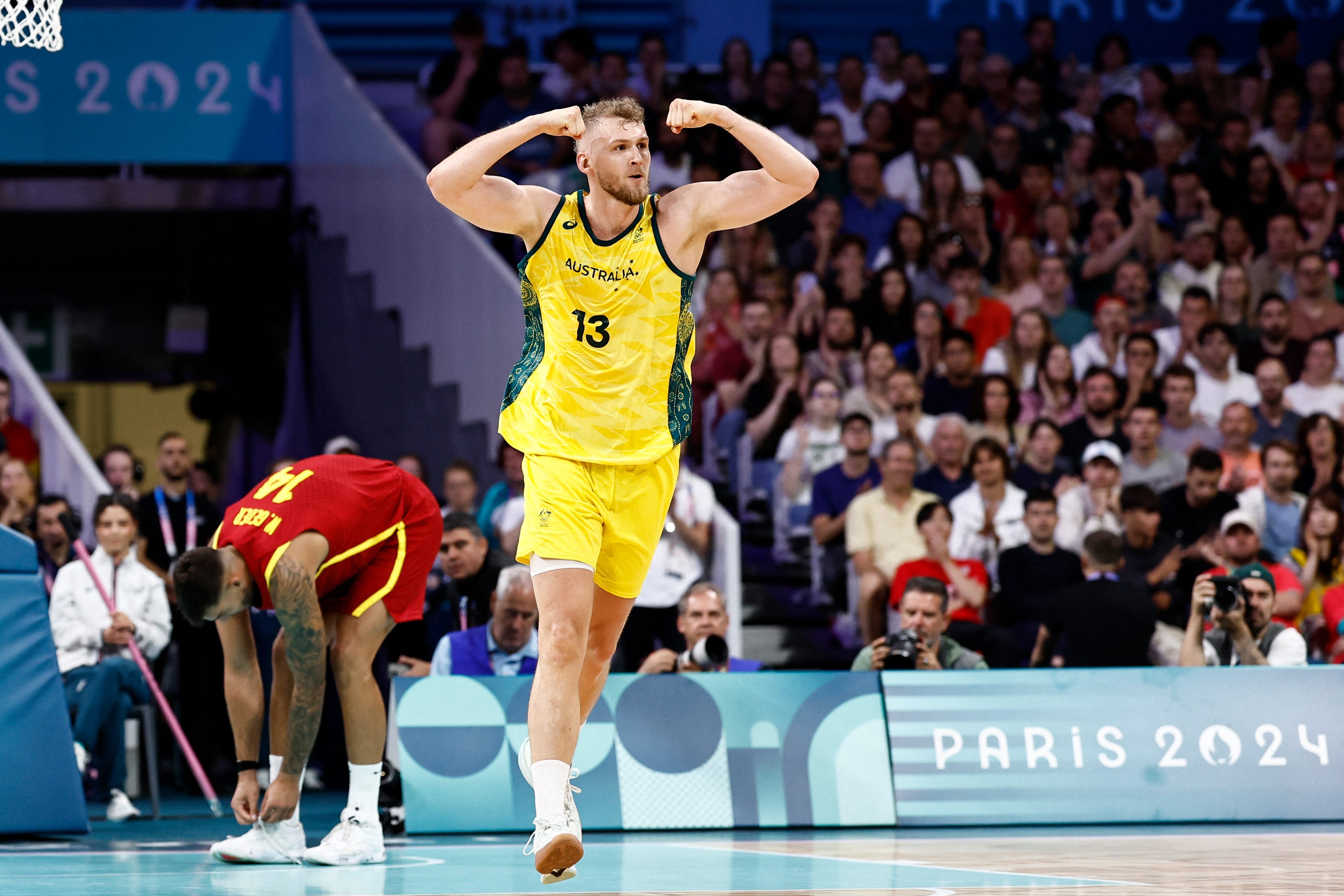 Rockets players Jock Landale, Jack McVeigh shine as Australia defeats Spain at Olympics