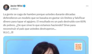 Javier Milei le respondió a Cristina Kirchner y la acusó de dejar "un país destruido con 60% de pobres"