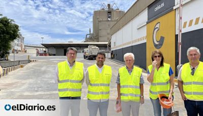 Representantes de Nueva Canarias de Mogán y San Bartolomé de Tirajana visitan la cementera de Santa Águeda