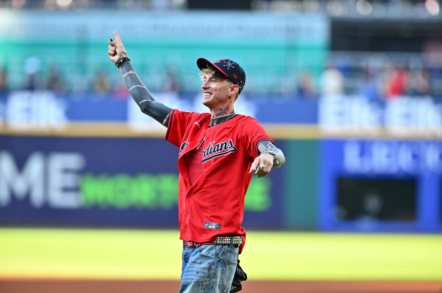 Machine Gun Kelly’s Way-Off First Pitch At Cleveland Guardians Game Was Strictly For the Fans