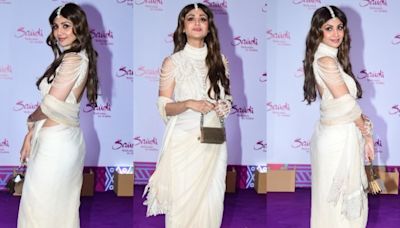 Shilpa Shetty radiates grace in a luxe chiffon draped saree with pearl blouse -check price