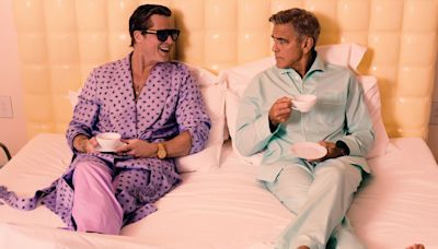 Brad Pitt & George Clooney do their best Morecambe & Wise impression in bed