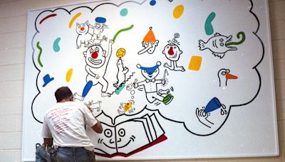 Keith Haring mural, "A Book Full of Fun," finds temporary home at Stanley Museum of Art