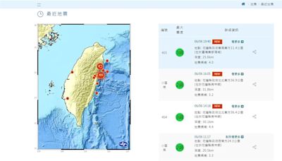 晚間7點40分 花蓮再發生芮氏規模4.0地震