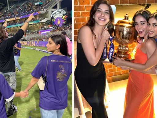 Suhana Khan shares new pics of Shah Rukh Khan and friends Ananya, Shanaya after KKR win