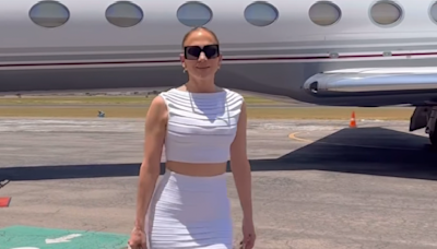 Jennifer Lopez Coordinates Her Hermès Birkin Bag With Her White Skirt Set (and Private Jet)