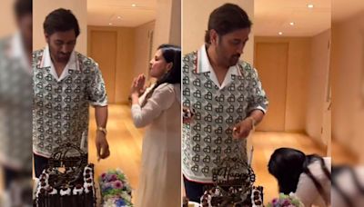 Sakshi Touches MS Dhoni's Feet During 43rd Birthday Celebration, His Reaction Is Viral. Watch | Cricket News