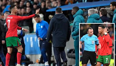 Ronaldo throws tantrum and gestures to officials as Portugal lose to Slovenia