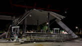 Gas station canopy shredded during tornado-warned storm