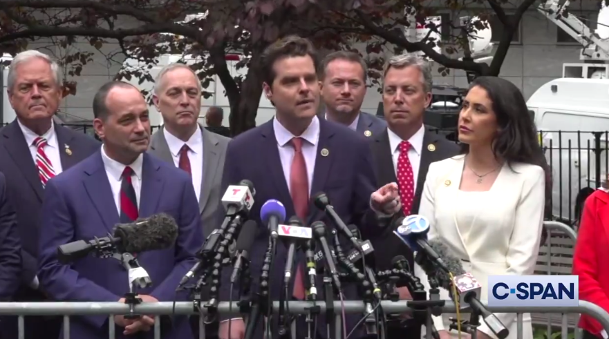 Watch: Matt Gaetz Gives Fiery Speech, Torches Anti-Trump Judge Outside Courtroom – ‘This Is a Made-Up Crime’