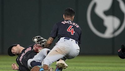 Guardians CF Freeman toughs it out after crushing collision with teammate and being hit by 2 pitches