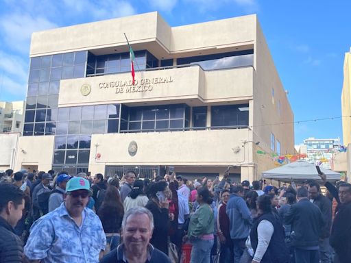 Confusion and chaos as large voter turnout crowds San Diego Mexican Consulate
