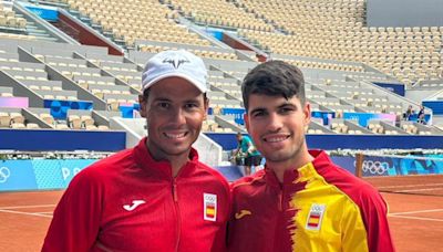 Nadal y Alcaraz, en la Philippe Chatrier: "¿Cómo debería llamarse esta pareja de dobles?"