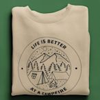 LIFE BETTER CAMPING 刷毛 中性 大學T 7色 戶外露營登山健行釣魚野露衝浪滑板潮T團體服社團4x4