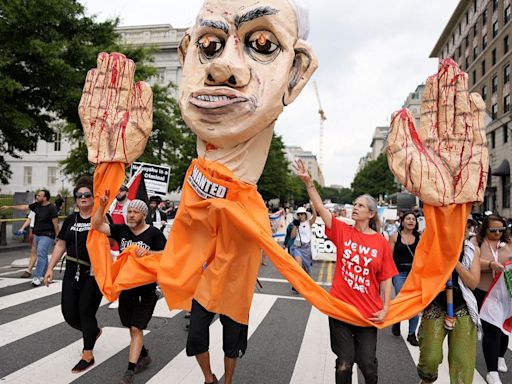 Protesters rally in Washington during Biden's meeting with Netanyahu