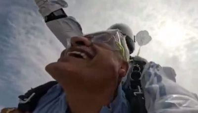 Union Minister Gajendra Singh Shekhawat Takes To Skies On World Skydiving Day | Video - News18