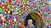 Thousands of crocheted flowers brighten up church