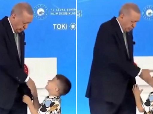Turkish president Erdogan slaps a child for not kissing his hand