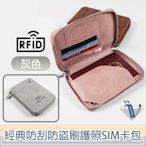 Viita 經典防刮RFID防盜刷護照機票包/拉鍊SIM卡證件包 灰