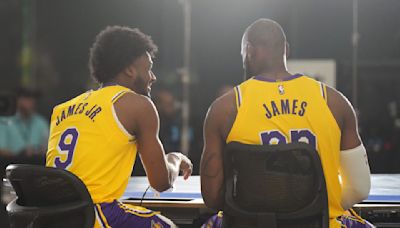 'Pure joy' for LeBron James on NBA media day as son Bronny joins him on Lakers